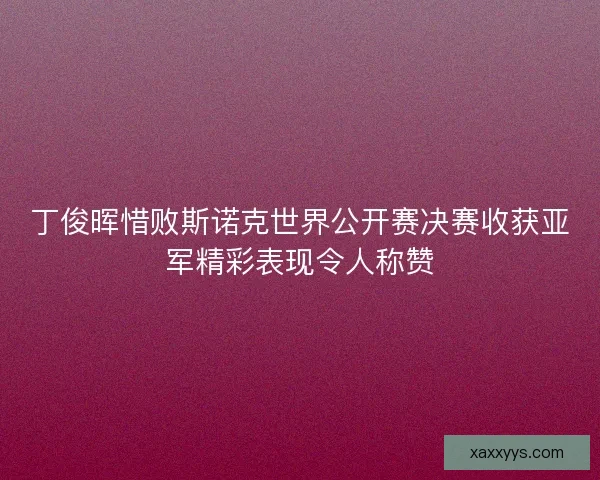 丁俊晖惜败斯诺克世界公开赛决赛收获亚军精彩表现令人称赞
