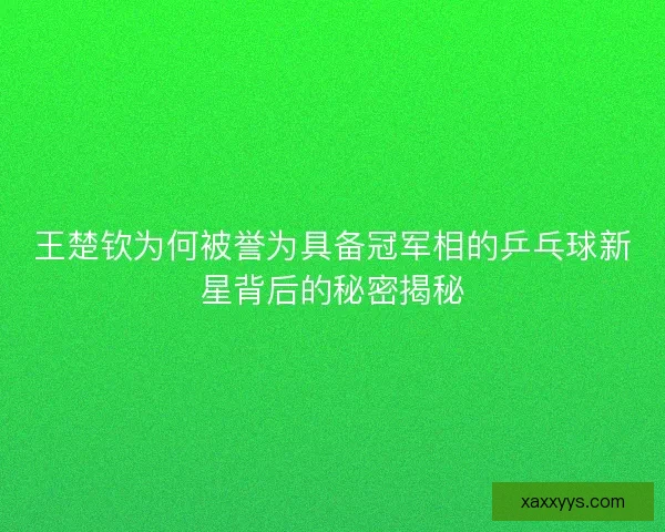 王楚钦为何被誉为具备冠军相的乒乓球新星背后的秘密揭秘 王楚钦为何被誉为具备冠军相的乒乓球新星背后的秘密揭秘